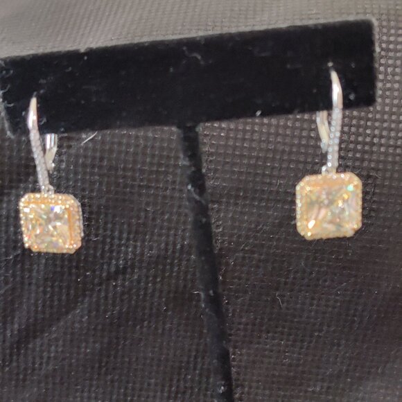 *MOVING SALE* NIB Vanna K. for Bella Luce CZ Yellow Diamond Halo Dangle Earrings - Picture 3 of 8